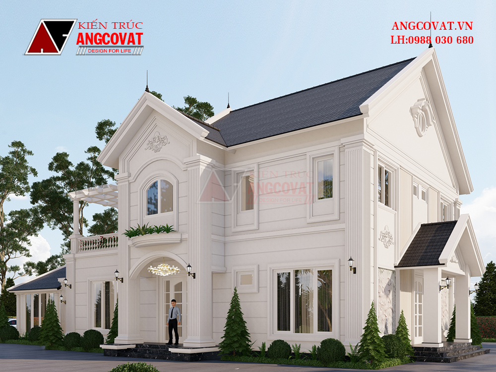 thiết kế biệt thự 2 tầng phong cách tân cổ điển