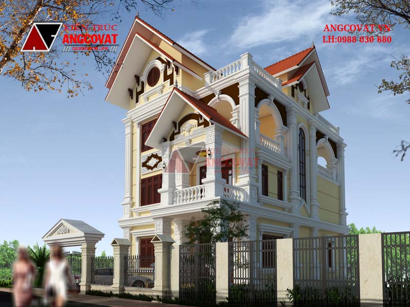 Thiết kế biệt thự cổ điển pháp 4 tầng 140m2 1