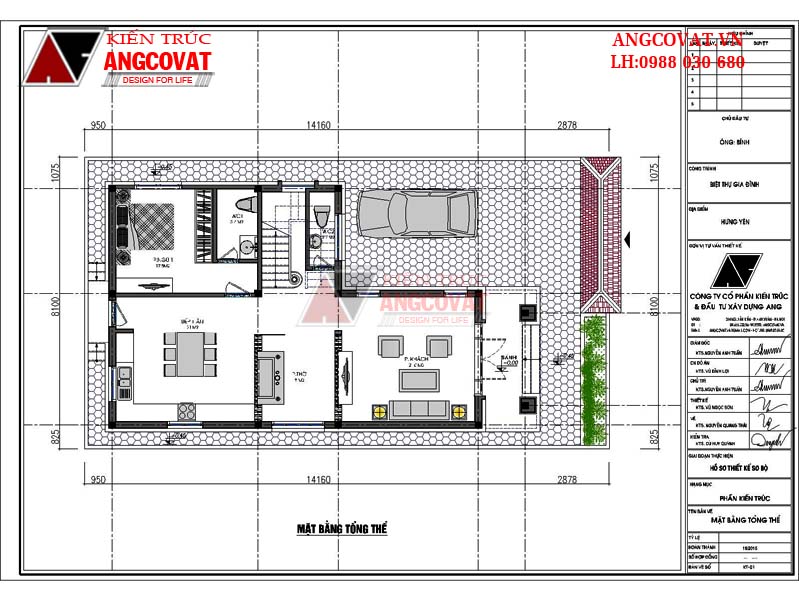 Mẫu nhà 2 tầng 90m2 mặt tiền 8m hình chữ L 2