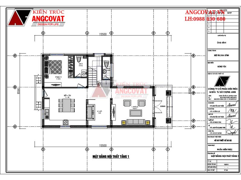 Mẫu nhà 2 tầng 90m2 mặt tiền 8m hình chữ L 3