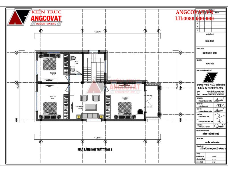 Mẫu nhà 2 tầng 90m2 mặt tiền 8m hình chữ L 4