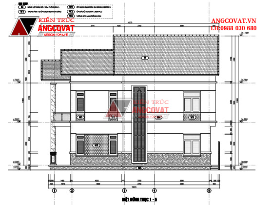 Mẫu nhà 2 tầng 90m2 mặt tiền 8m hình chữ L 7