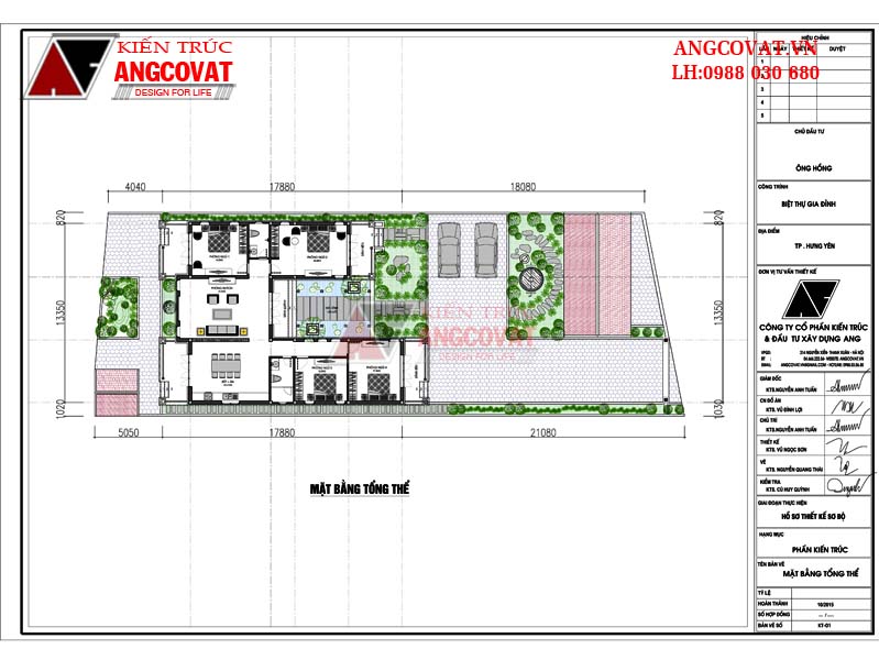 Tổng mặt bằng - Mẫu nhà hình chữ U 1 tầng mái thái 160m2