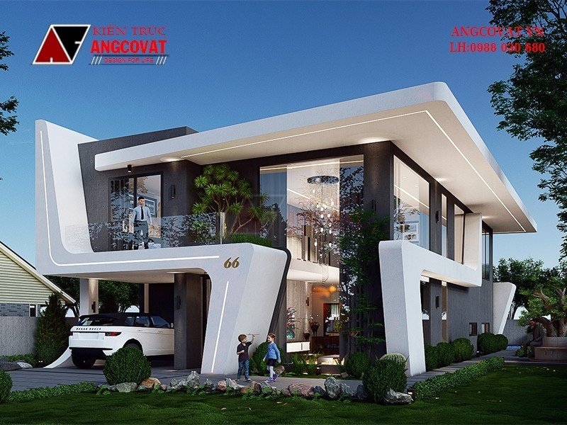 mẫu biệt thự 2 tầng hiện đại 200m2 đẹp nhất