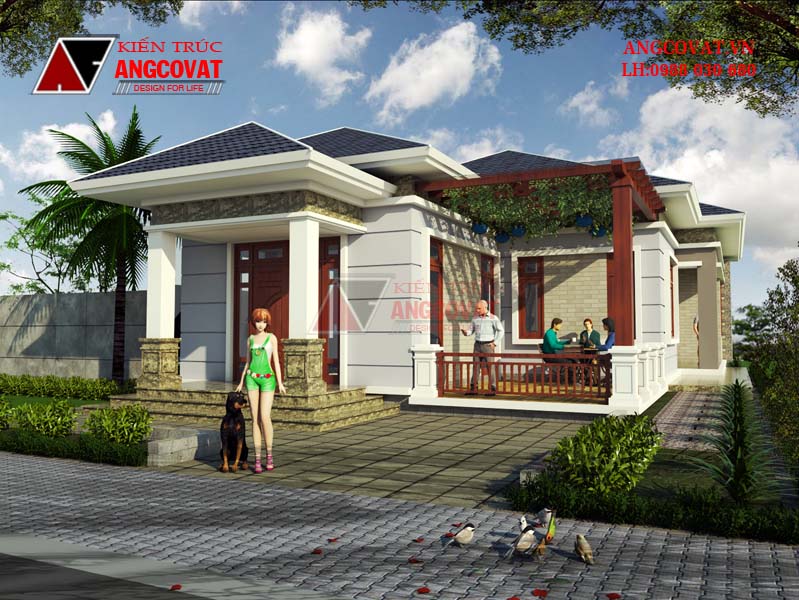 Nhà vườn cấp 4 mái thái hiện đại 160m2 1