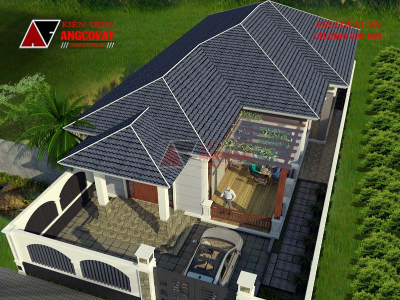 Nhà vườn cấp 4 mái thái hiện đại 160m2 2