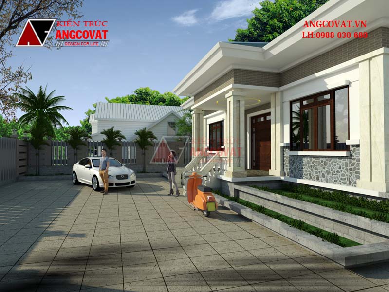 Mẫu thiết kế nhà cấp 4 mái thái hiện đại 120m2 600 triệu đồng - pc3