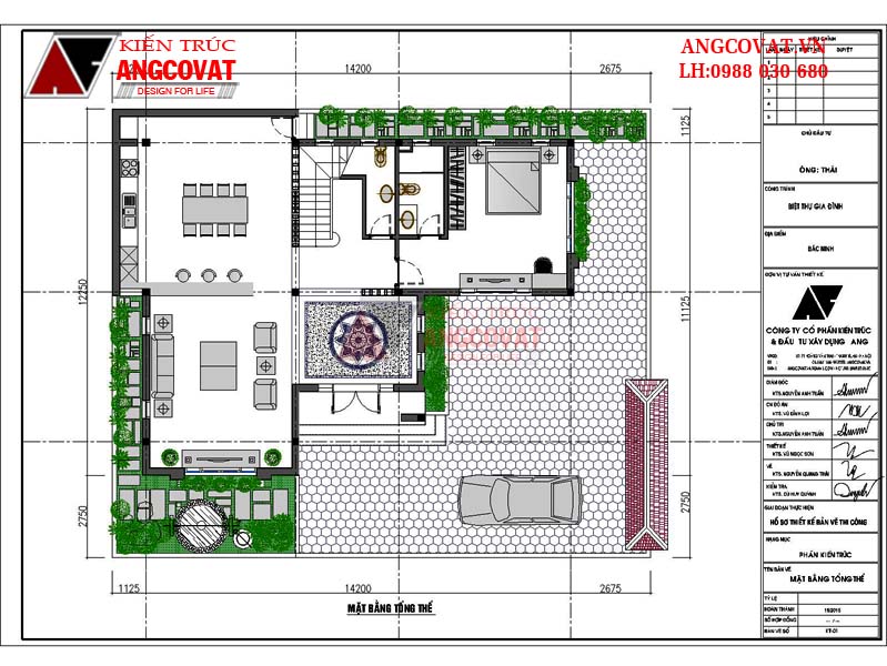 Mẫu thiết kế nhà biệt thự 3 tầng hình chữ L mái ngói 130m2 - 3