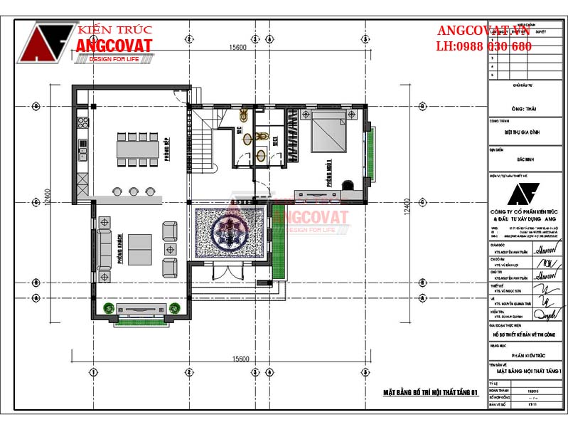 Mẫu thiết kế nhà biệt thự 3 tầng hình chữ L mái ngói 130m2 - 4