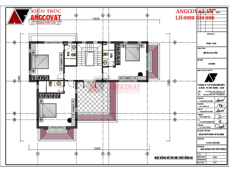 Mẫu thiết kế nhà biệt thự 3 tầng hình chữ L mái ngói 130m2 - 5