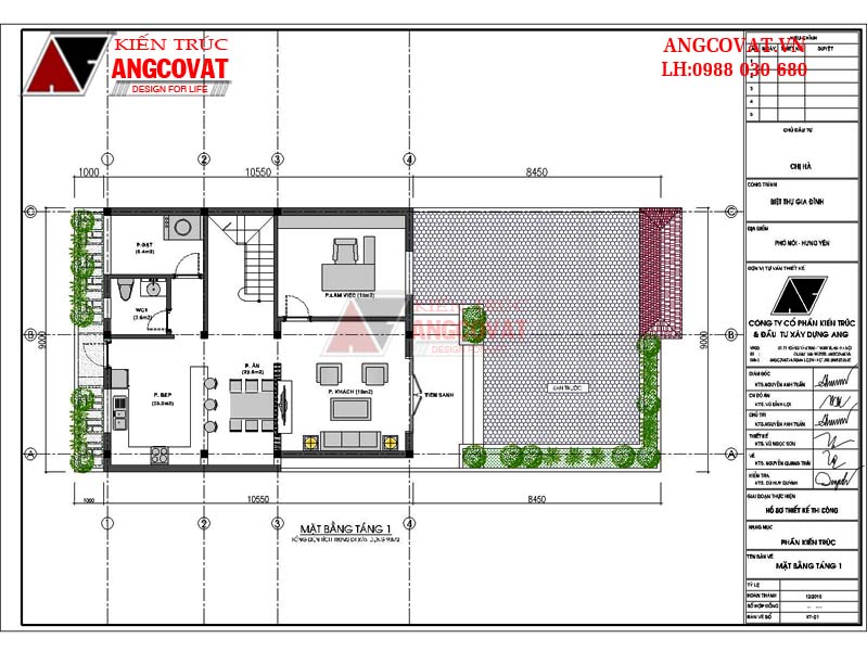 Mẫu nhà 2 tầng mái lệch 90m2 mặt tiền 9m 2
