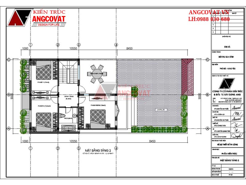 Mẫu nhà 2 tầng mái lệch 90m2 mặt tiền 9m 3