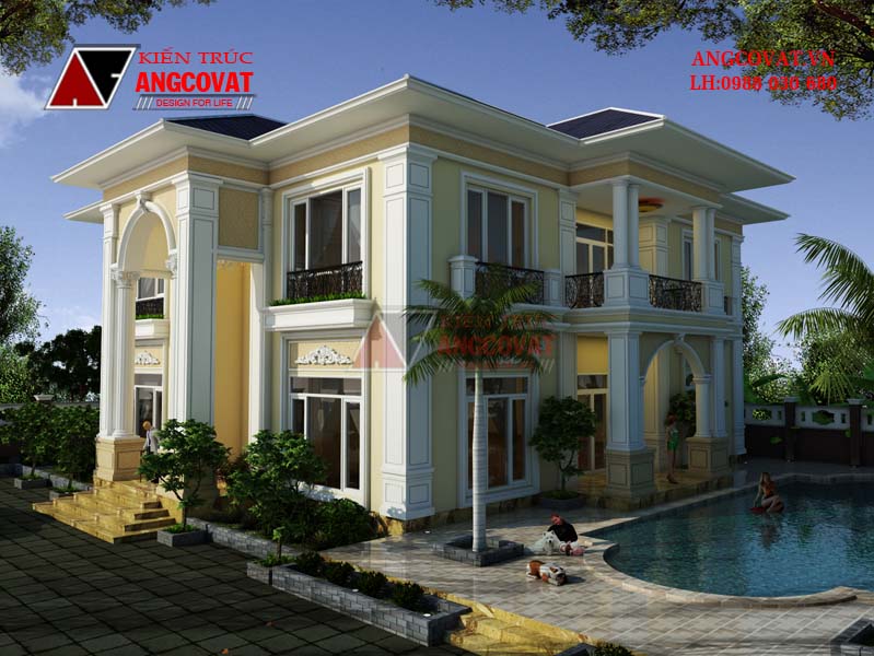 Phối cảnh 2 mẫu thiết kế nhà biệt thự 300m2 theo phong cách châu âu