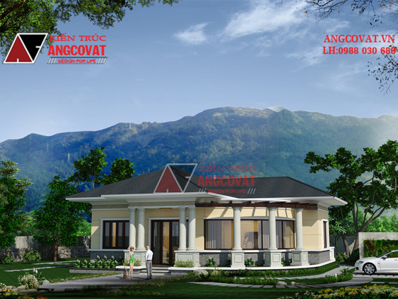 Biệt thự nhà vườn 1 tầng tân cổ điển, diện tích 130m2 1