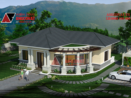 Biệt thự nhà vườn 1 tầng tân cổ điển, diện tích 130m2 2