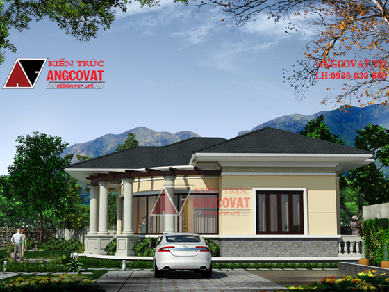 Biệt thự nhà vườn 1 tầng tân cổ điển, diện tích 130m2 3