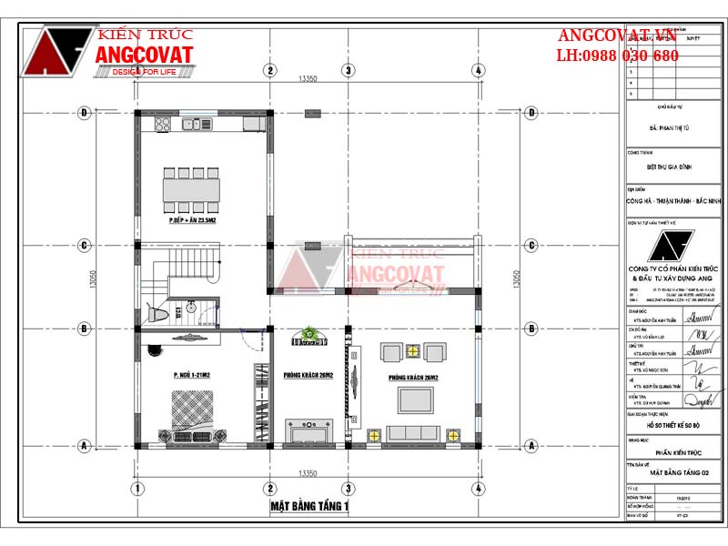 Thiết kế nhà biệt thự 2 tầng diện tích 100m2