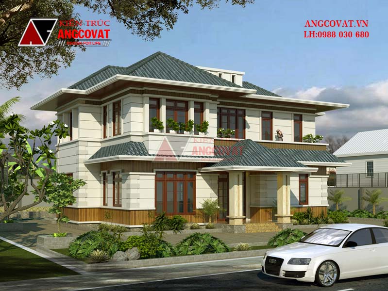 Phối cảnh thiết kế biệt thự 2 tầng 4 phòng ngủ 1