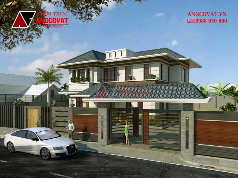 Phối cảnh thiết kế biệt thự 2 tầng 4 phòng ngủ 2