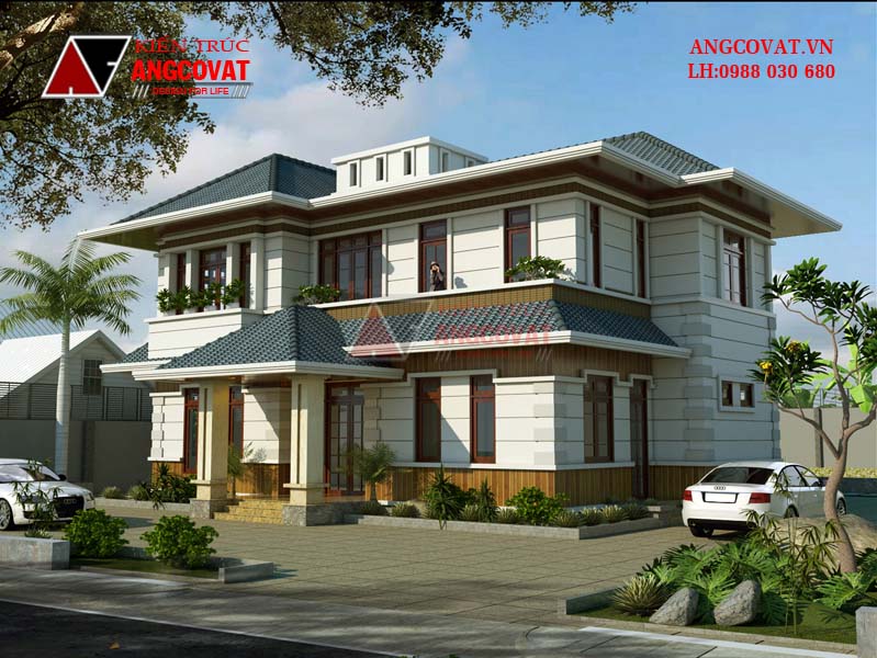 Phối cảnh thiết kế biệt thự 2 tầng 4 phòng ngủ 4