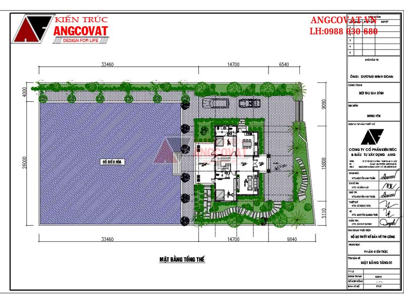 Tổng mặt bằng biệt thự 2 tầng 4 phòng ngủ