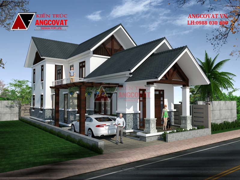 Thiết kế nhà 1 tầng có gách lửng 100m2 mặt tiền 7m pc2