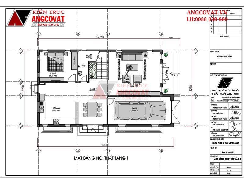 Mẫu thiết kế nhà 2 tầng 3 phòng ngủ diện tích 100m2, mặt tiền 8m 3