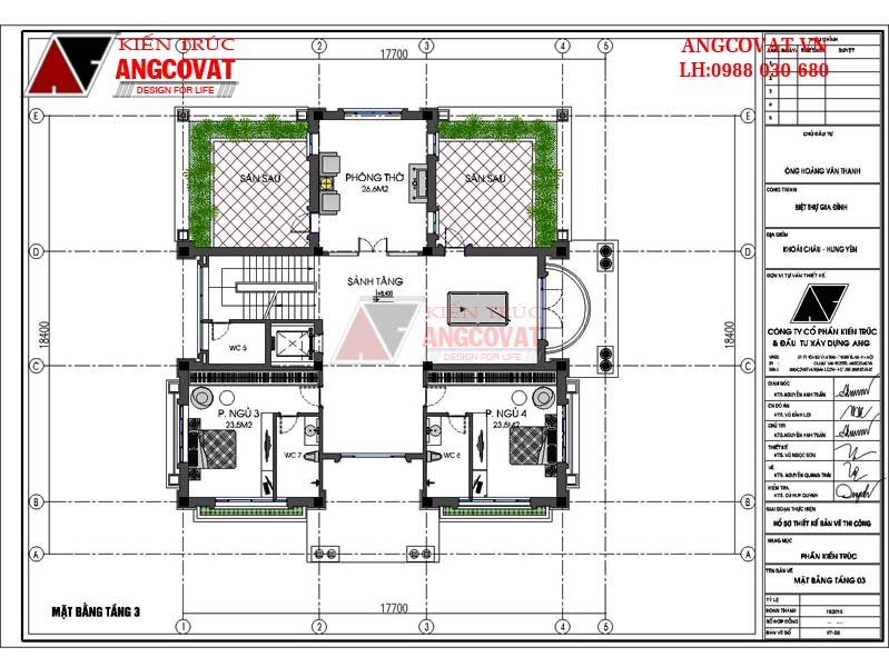 Thiết kế biệt thự 3 tầng cổ điển 300m2 có bể bơi 7