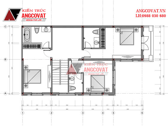 Bản vẽ thiết kế chi tiết nhà 3 tầng 6