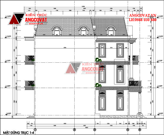 Hình ảnh kiến trúc nhà 3 tầng đẹp phong cách châu âu mặt tiền 10m 10