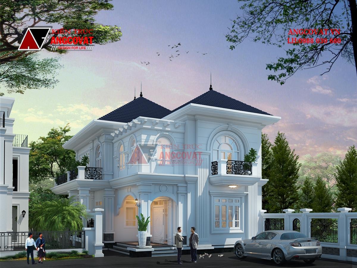 Sở hữu mẫu biệt thự kiến trúc tân cổ điển 2 tầng mái nhật 130m2 4 phòng ngủ 10mx15m