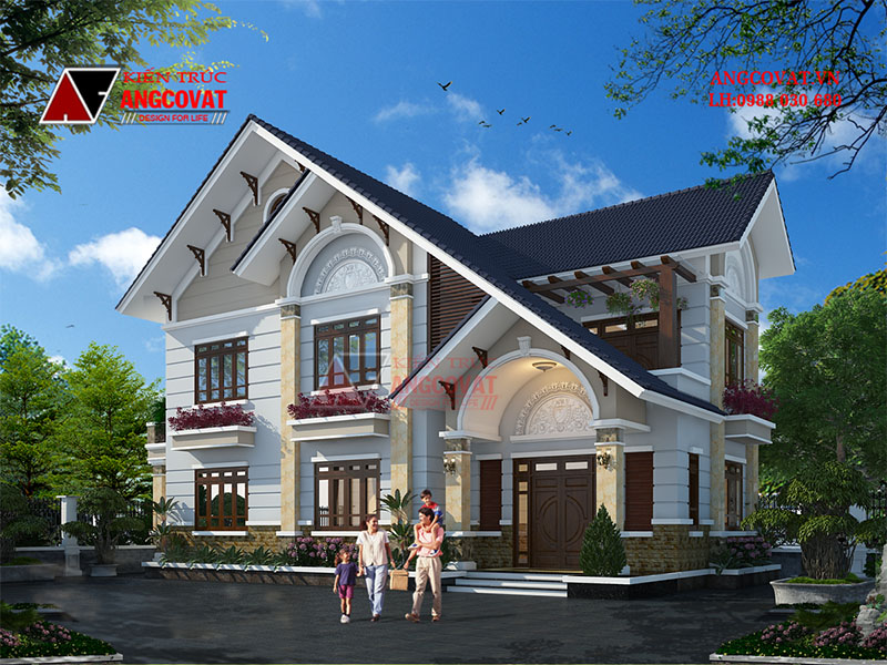 mẫu biệt thự vườn 2 tầng phong cách Châu âu trang nhã, tinh tế