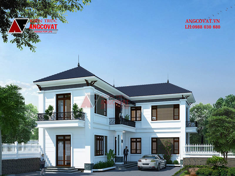 Mẫu nhà chữ L hiện đại 2 tầng rộng 15mx12m mái Nhật diện tích 120m2 ở Vĩnh Phúc