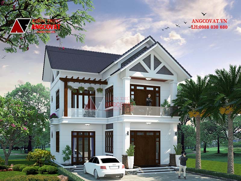 Thiết kế mẫu nhà 85m2 mặt tiền 9m có 3 phòng ngủ tại Quảng Ngãi kích thước 9x12m