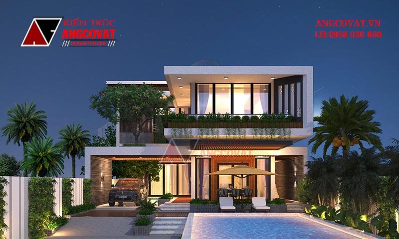 Biệt thự 2 tầng mái bằng 8x16m 3 phòng ngủ siêu đẹp