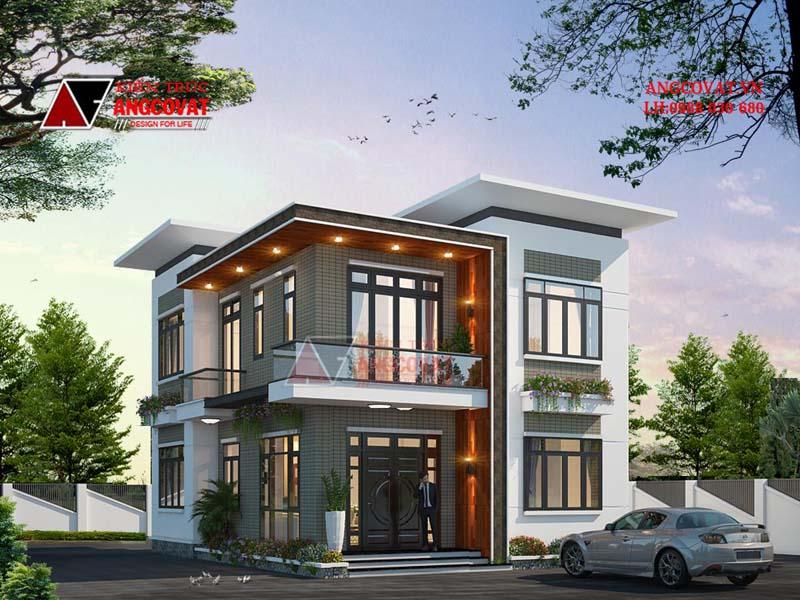 biệt thự phong cách hiện đại 2 tầng diện tích 90m2 ở nông thôn 3 phòng ngủ