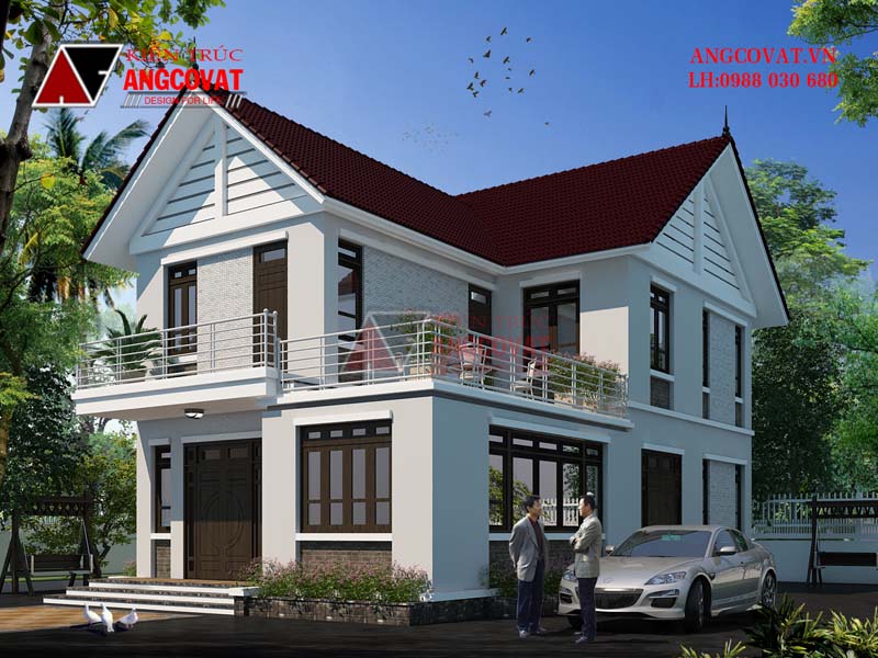 Ngắm mẫu thiết kế nhà mái thái 5 phòng ngủ 2 tầng 115m2