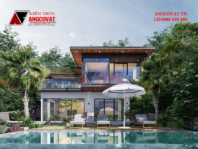 Ý tưởng thiết kế mẫu nhà khung thép 2 tầng kết hợp 3 bungalow làm khu nghỉ dưỡng tuyệt vời