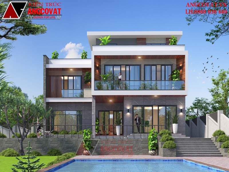 Vẻ đẹp mới lạ từ mẫu nhà 2 tầng 1 tum đẹp hiện đại có 4 phòng ngủ