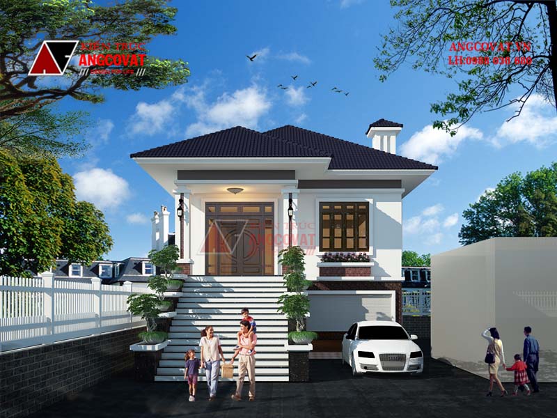 Hình ảnh thiết kế mẫu biệt thự 2 tầng có gara vô cùng ấn tượng tại Hưng Yên