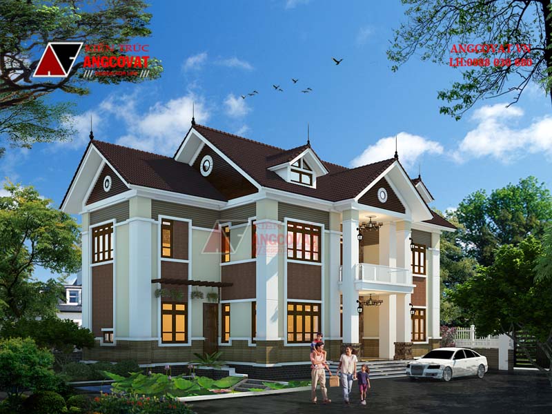 Ngoại thất sang trọng tinh tế trong mẫu biệt thự nhà vườn mặt tiền 20m 160m2