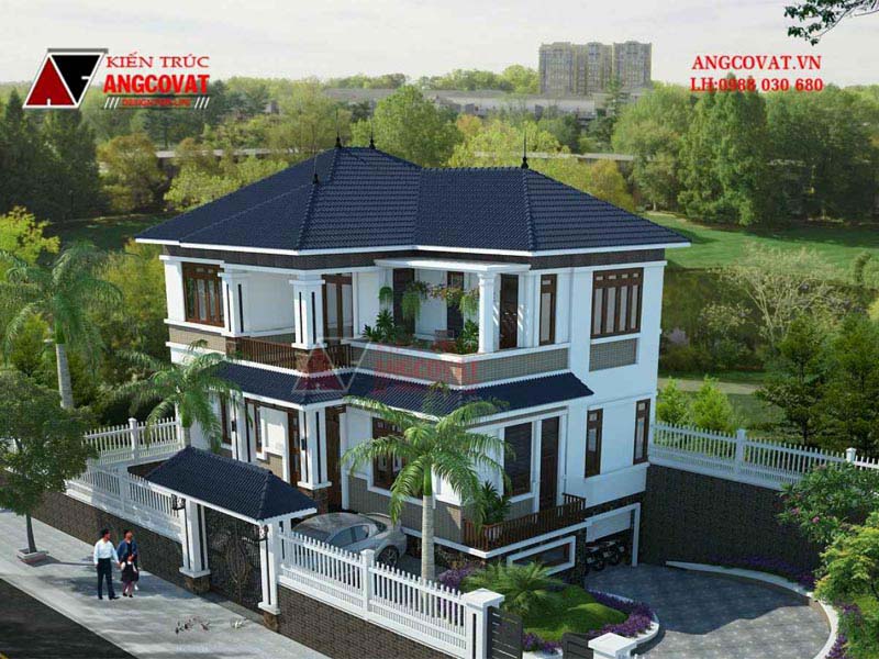 Mẫu biệt thự 2 tầng có tầng hầm 120m2 mặt tiền 13m ở Bắc Ninh