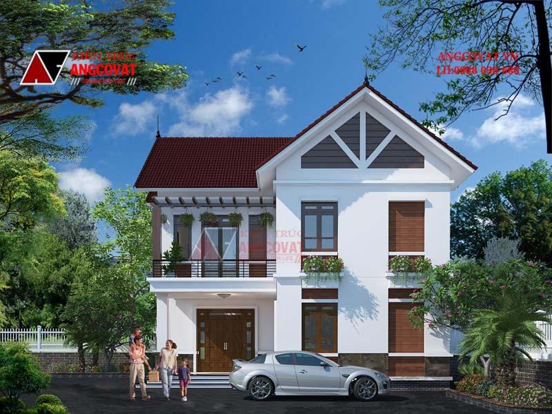 Thiết kế nhà 11x10m 2 tầng mái thái hiện đại 100m2 4 phòng ngủ đẹp