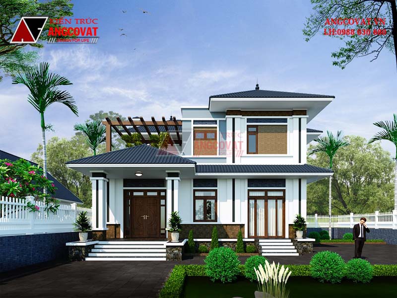 Đừng bỏ lỡ mẫu nhà đẹp 2 tầng 120m2 mái nhật mặt tiền 13m