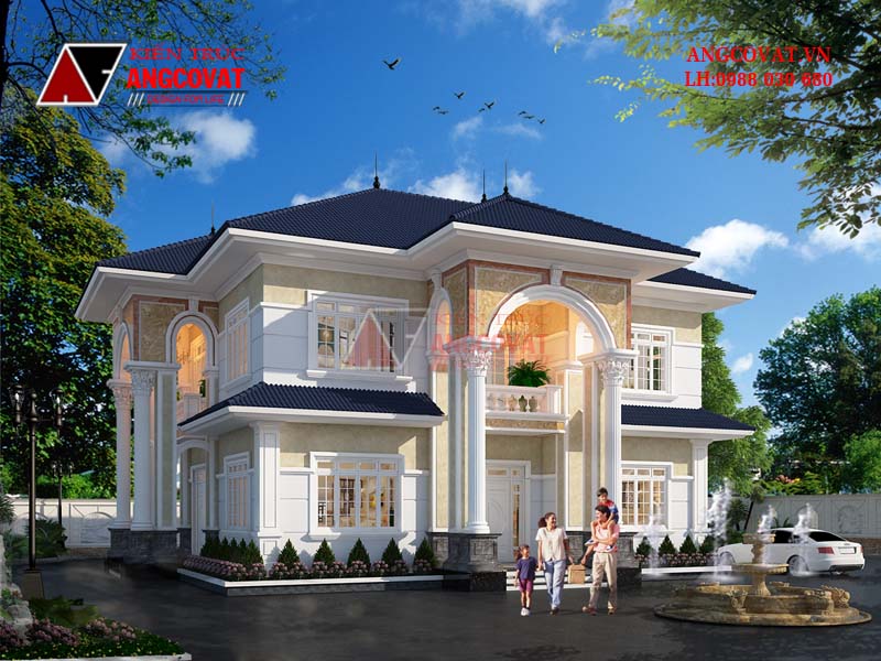 Không gian sang trọng trong mẫu biệt thự 2 tầng 150m2 ở thành phố