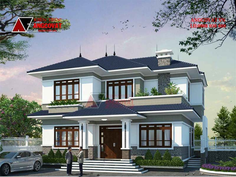 Ngắm nhìn mẫu nhà biệt thự 2 tầng mái nhật hiện đại 160m2 đẹp ở Hải Dương