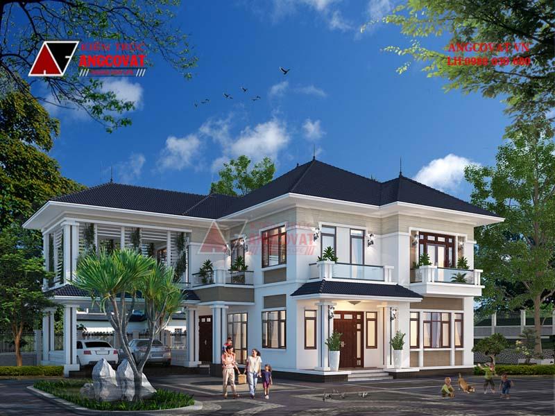 Thiết kế biệt thự 2 tầng sang trọng hiện đại 200m2 có 4 phòng ngủ ở thành phố Sơn La