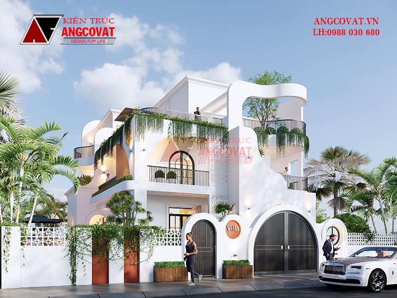 Biệt thự 3 tầng tân cổ điển 200m2 kiến trúc hiện đại mới lạ và độc đáo