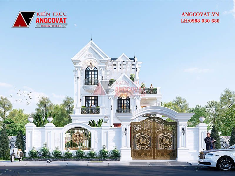 Kiến trúc biệt thự 3 tầng tân cổ điển châu u đẹp hút mắt người nhìn