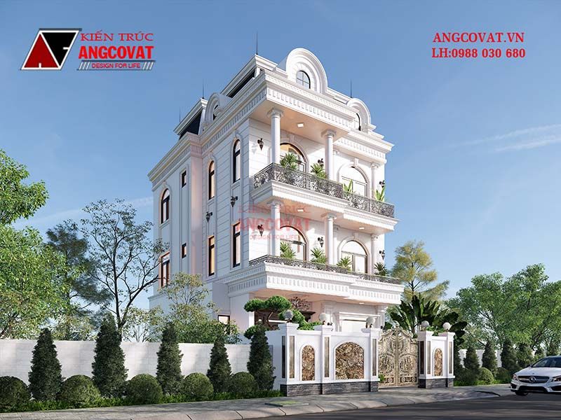 Mẫu biệt thự 3 tầng 100m2 tân cổ điển